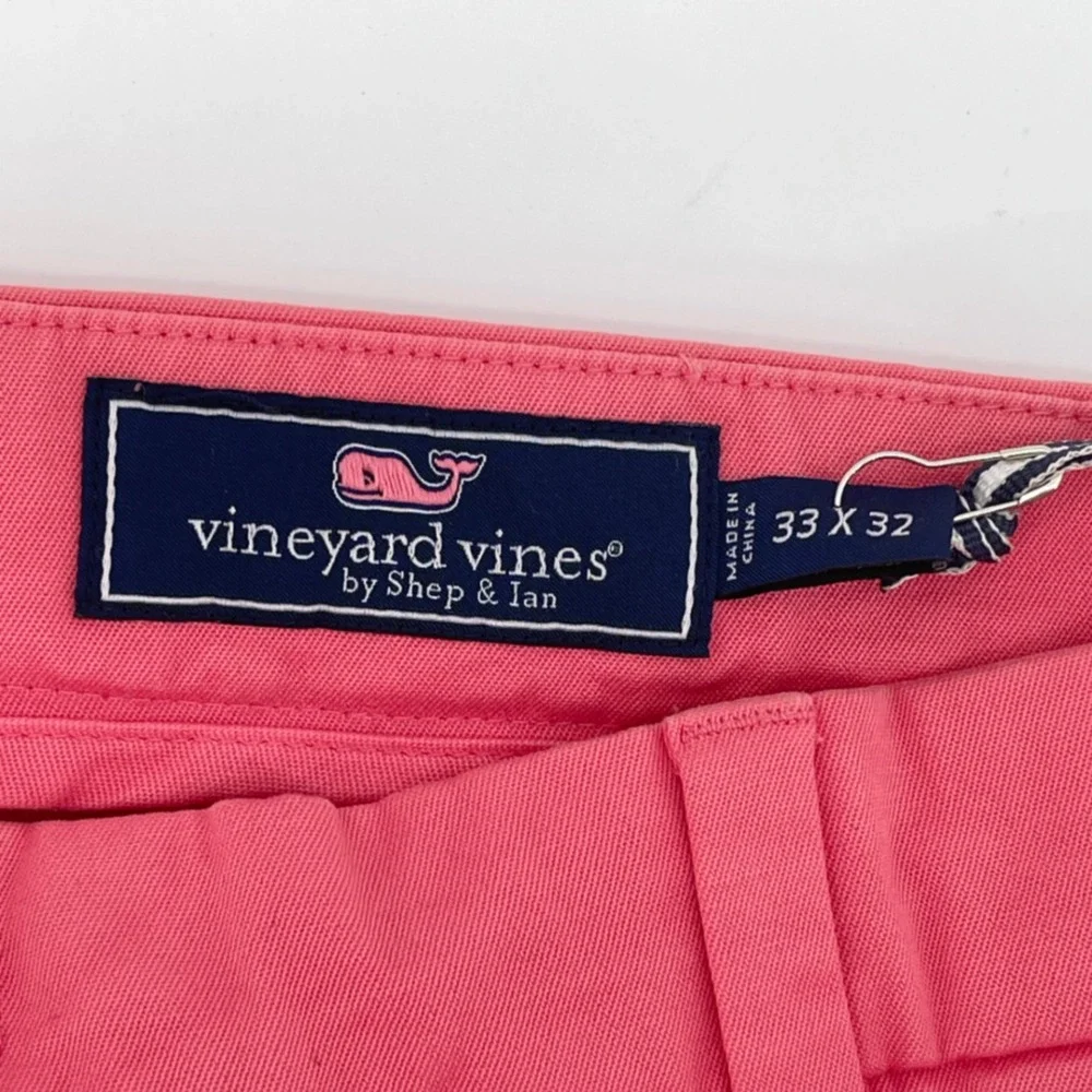 Vineyard Vines Slim Fit Pant Mens 33x32 Lobster Reef Pink Chino 1P1290 NEW